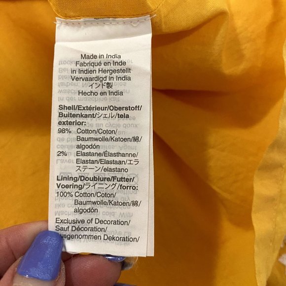 J. Crew Embroidered Scalloped Tiered Dress Yellow White Size 4 - Picture 6 of 8